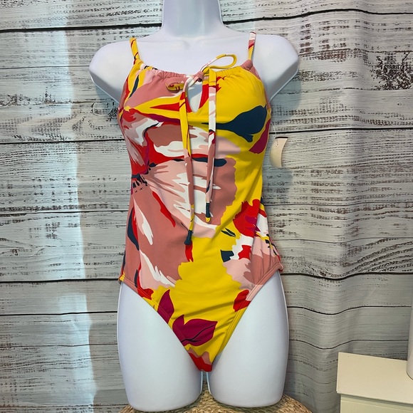 💥 Yellow & Red Tropical One Piece Swimsuit | Small One Piece Bathing Suit - Picture 3 of 13